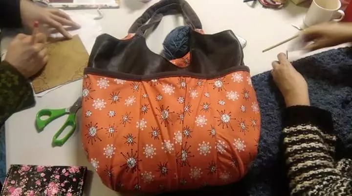 Sally's beautiful bag trimmed with leather.